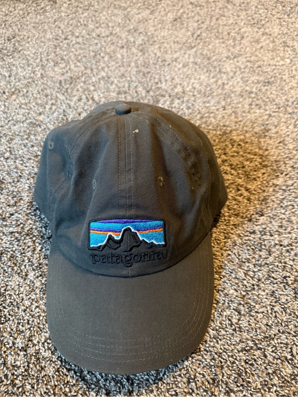 Patagonia Grey Hat with Multicolor Mountain Logo